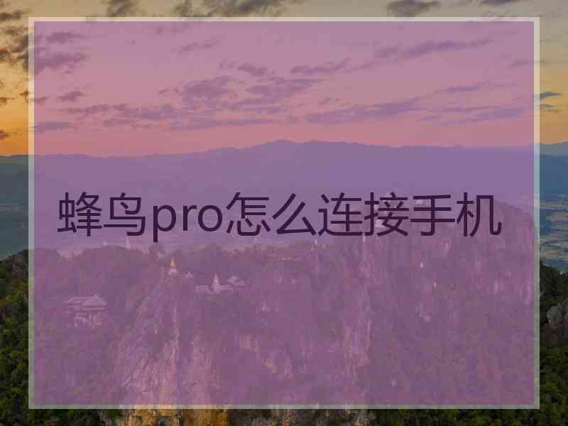 蜂鸟pro怎么连接手机