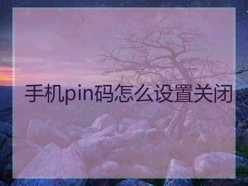 手机pin码怎么设置关闭