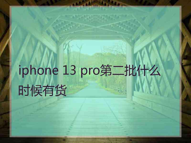 iphone 13 pro第二批什么时候有货