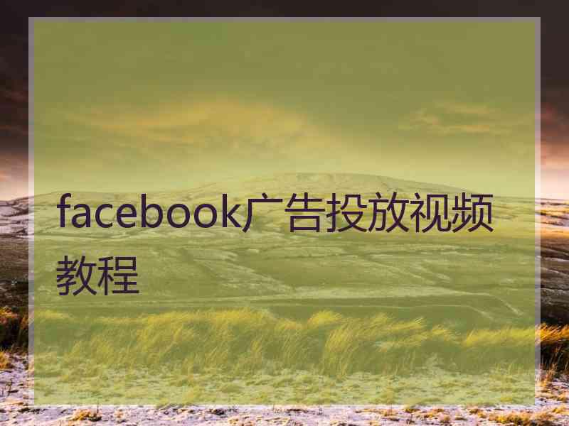 facebook广告投放视频教程