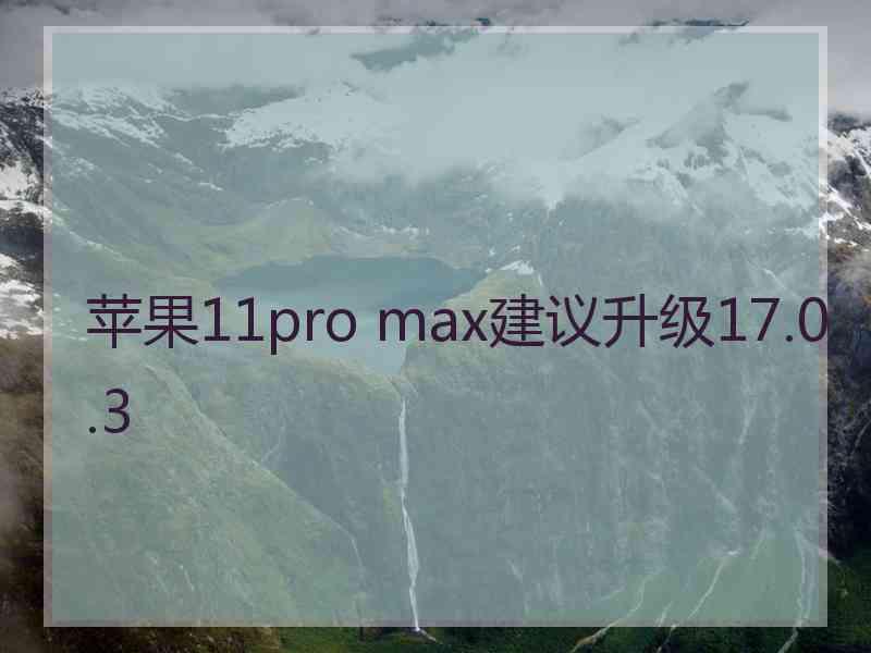 苹果11pro max建议升级17.0.3