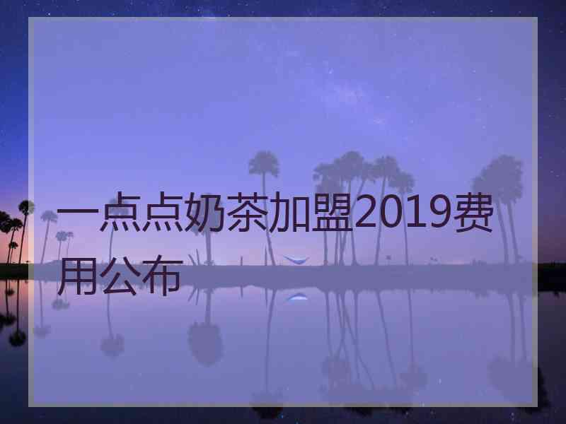 一点点奶茶加盟2019费用公布