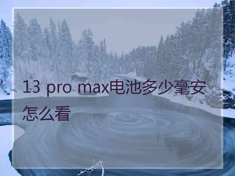 13 pro max电池多少毫安怎么看