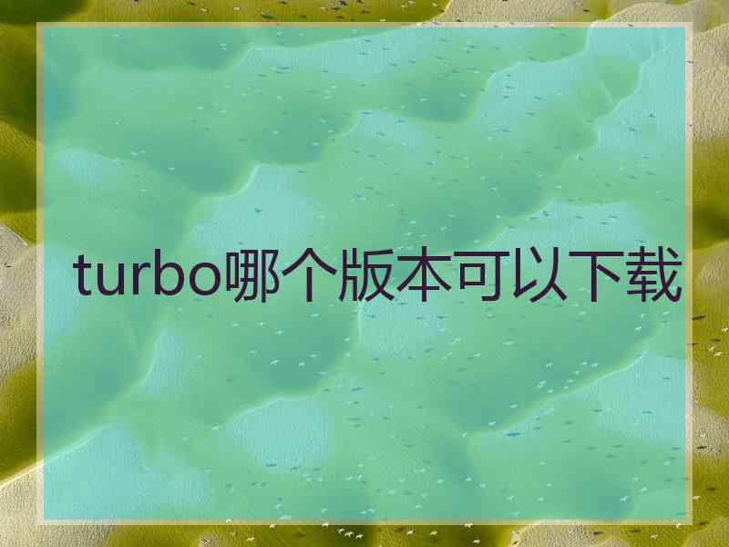 turbo哪个版本可以下载