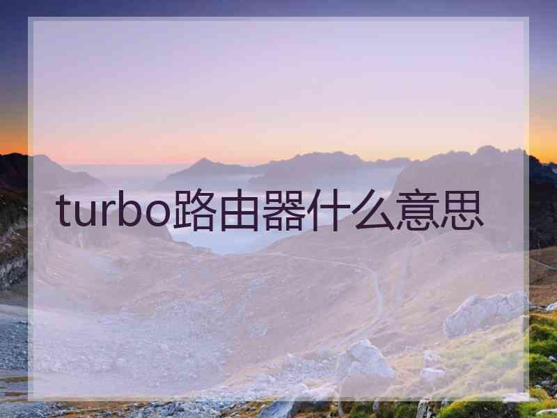 turbo路由器什么意思