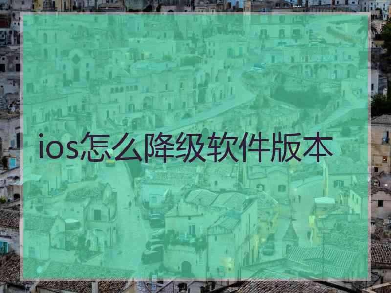 ios怎么降级软件版本