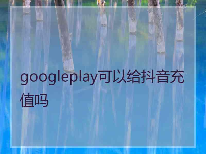 googleplay可以给抖音充值吗