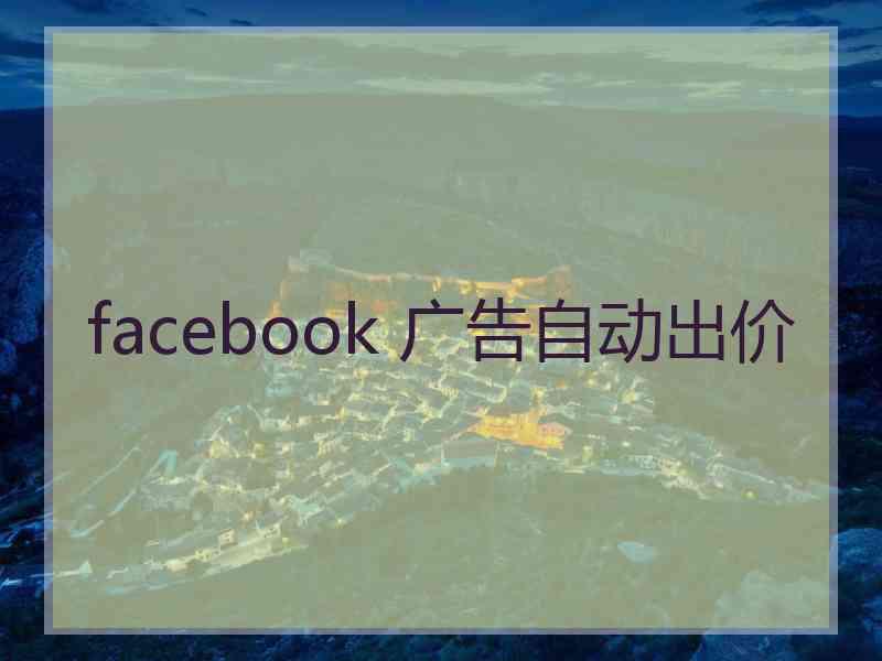 facebook 广告自动出价