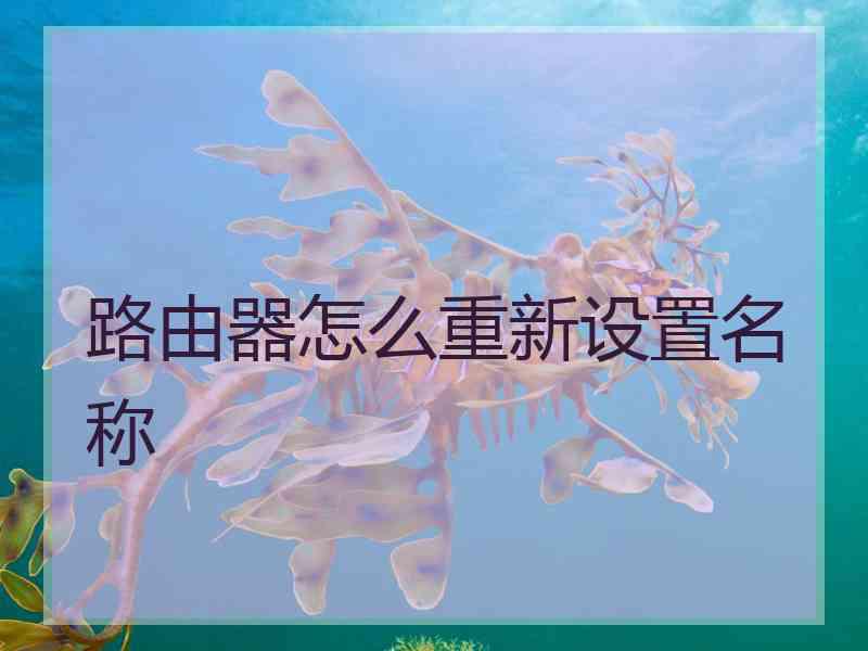 路由器怎么重新设置名称