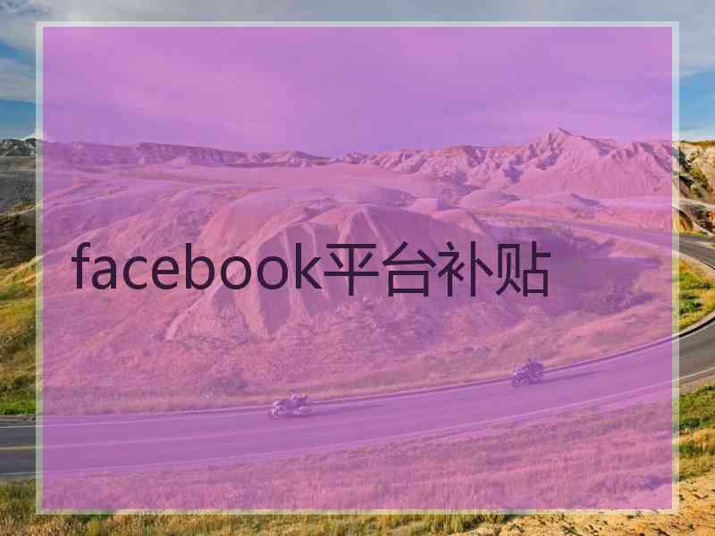 facebook平台补贴