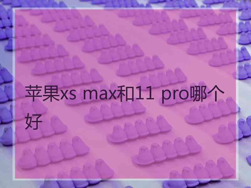 苹果xs max和11 pro哪个好