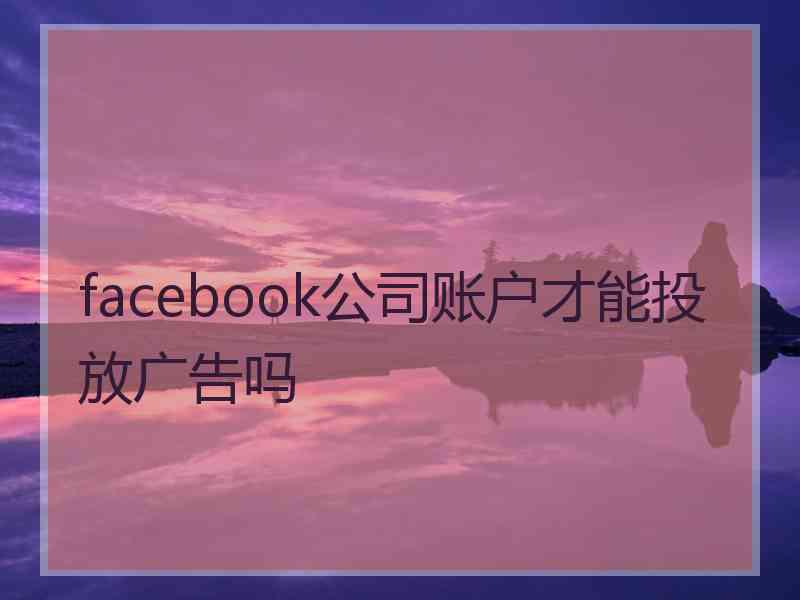 facebook公司账户才能投放广告吗