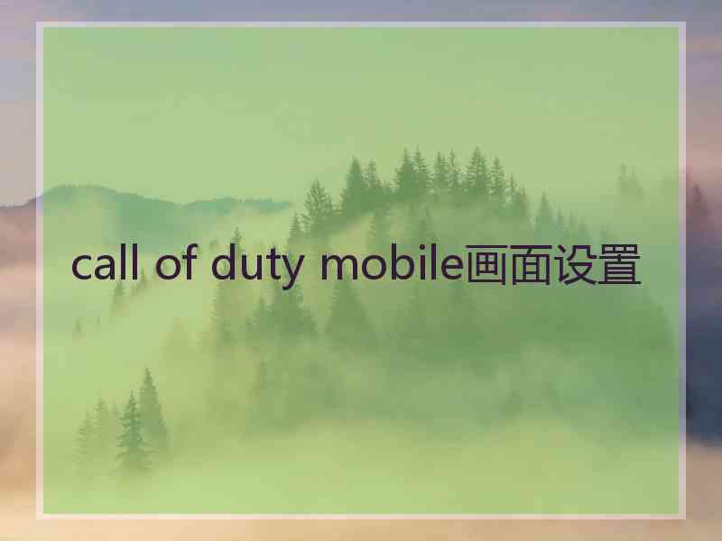 call of duty mobile画面设置