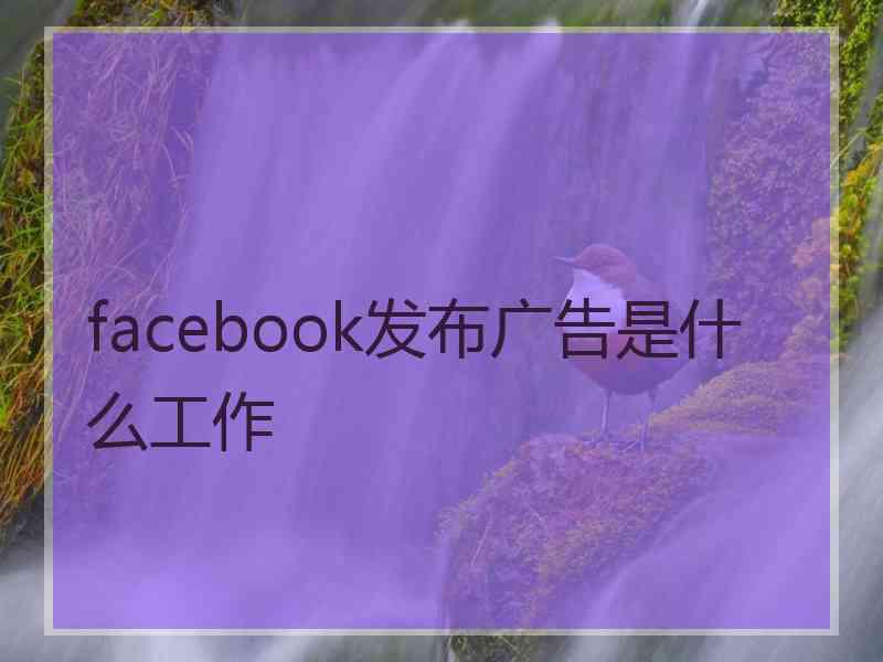 facebook发布广告是什么工作