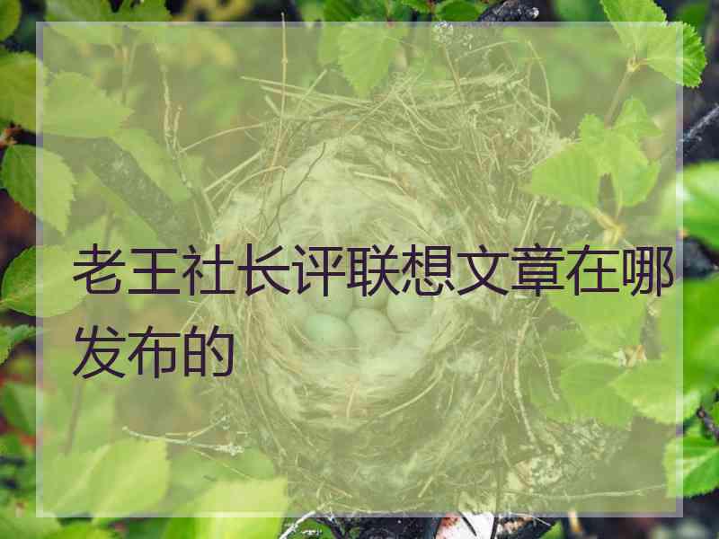 老王社长评联想文章在哪发布的