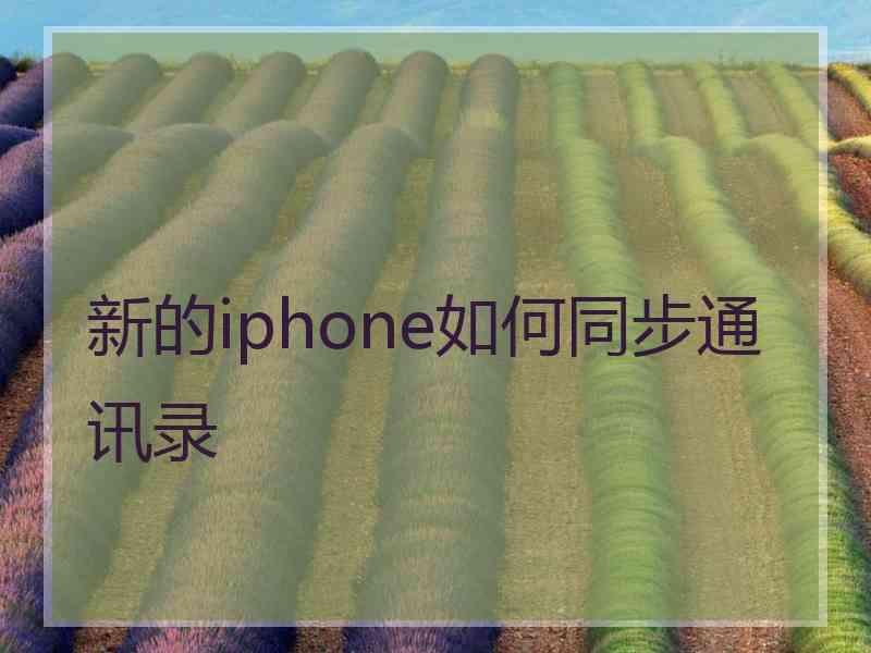 新的iphone如何同步通讯录