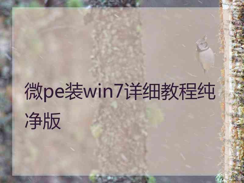 微pe装win7详细教程纯净版