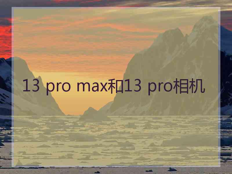 13 pro max和13 pro相机