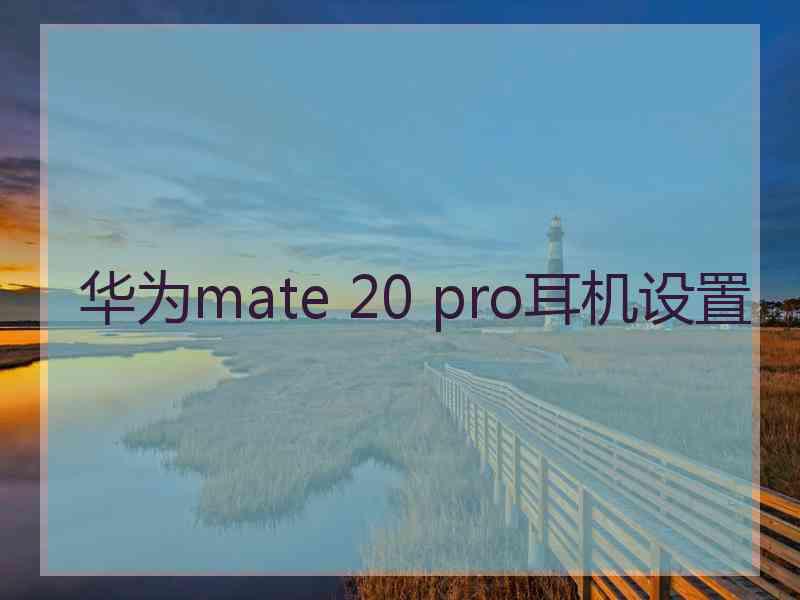 华为mate 20 pro耳机设置