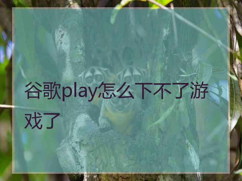 谷歌play怎么下不了游戏了