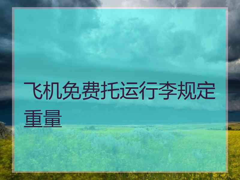 飞机免费托运行李规定重量