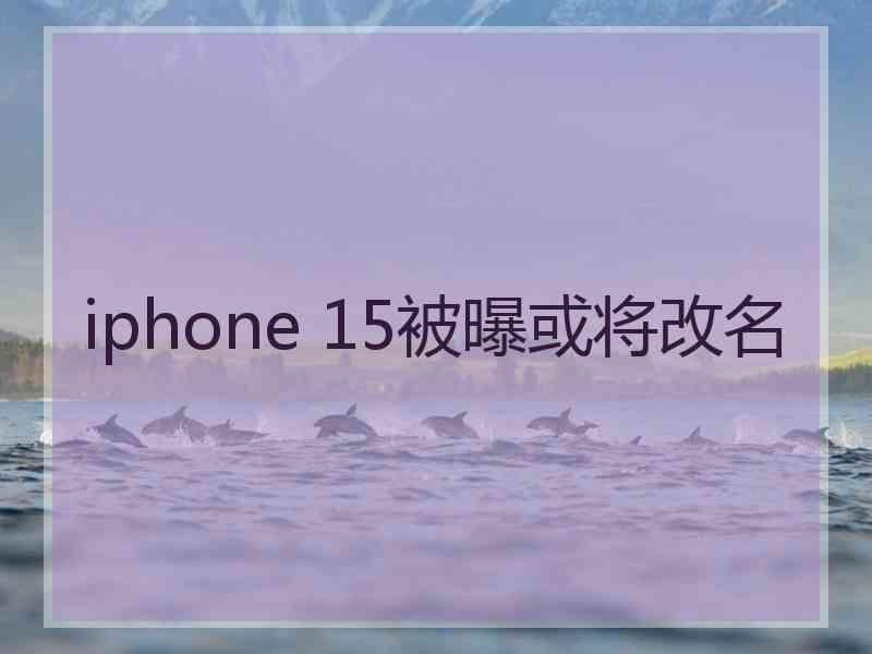 iphone 15被曝或将改名