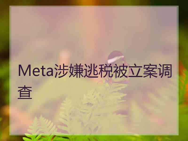 Meta涉嫌逃税被立案调查