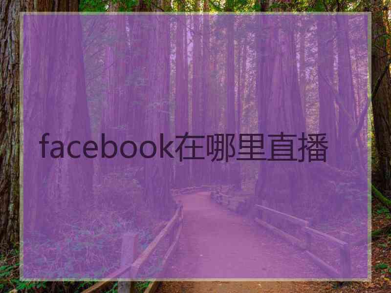 facebook在哪里直播