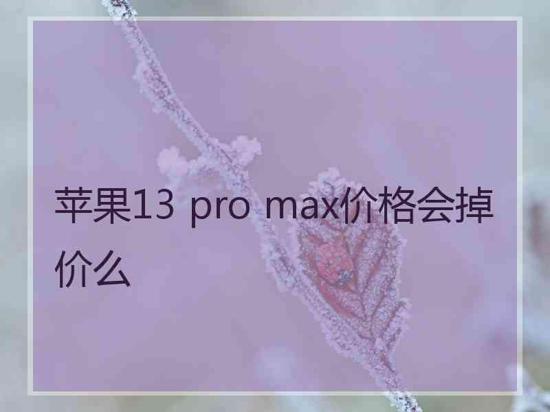 苹果13 pro max价格会掉价么