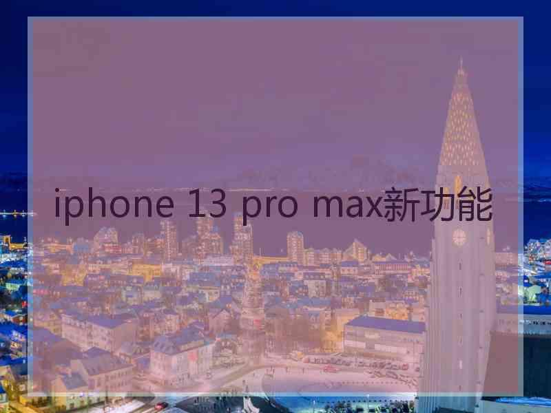 iphone 13 pro max新功能