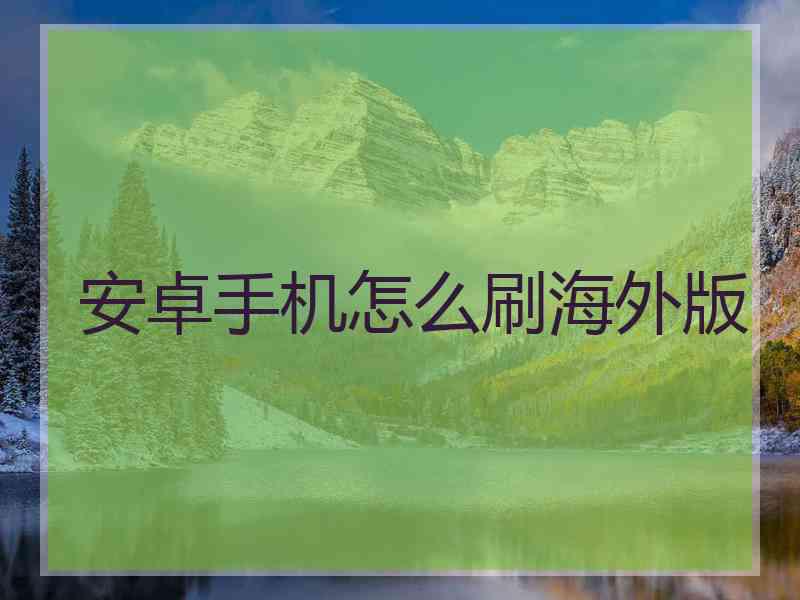 安卓手机怎么刷海外版