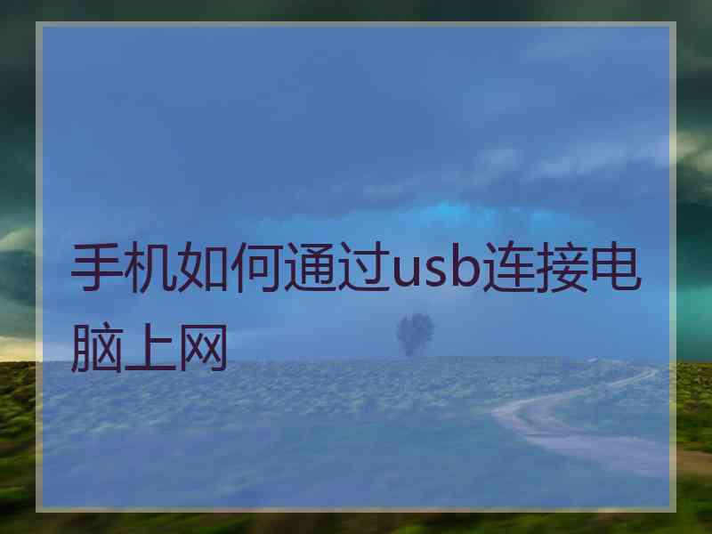 手机如何通过usb连接电脑上网