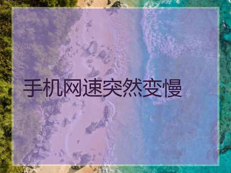 手机网速突然变慢