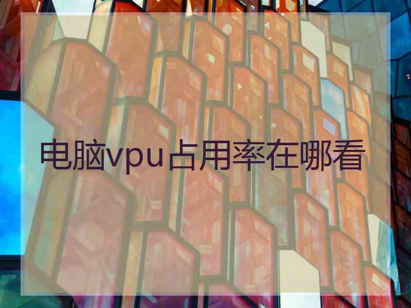 电脑vpu占用率在哪看