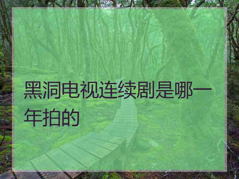 黑洞电视连续剧是哪一年拍的