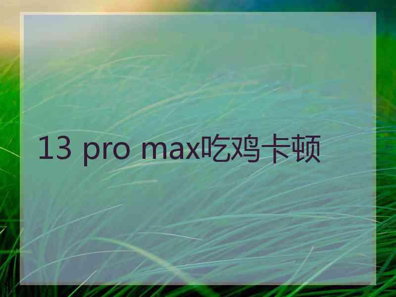 13 pro max吃鸡卡顿