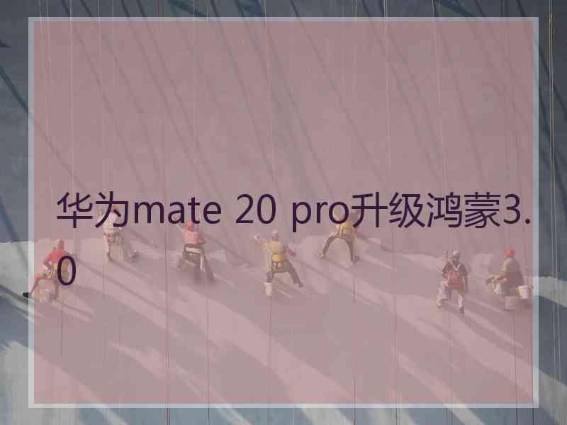 华为mate 20 pro升级鸿蒙3.0