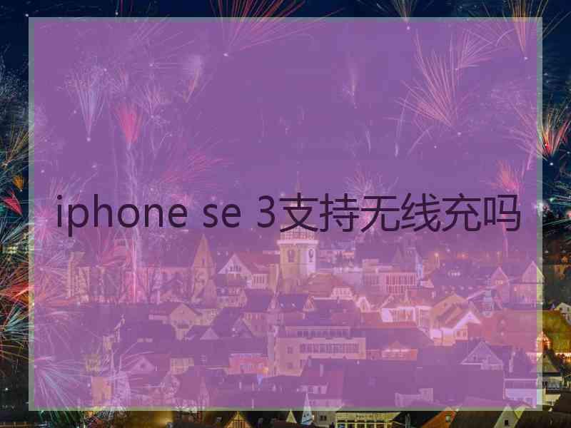 iphone se 3支持无线充吗