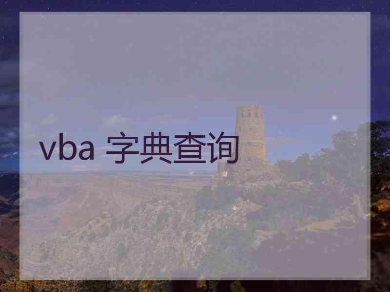 vba 字典查询