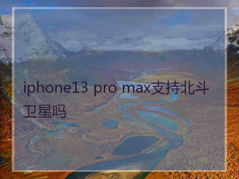 iphone13 pro max支持北斗卫星吗