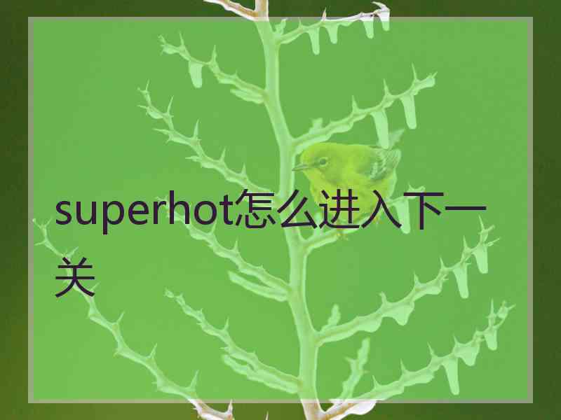 superhot怎么进入下一关