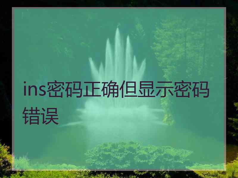 ins密码正确但显示密码错误