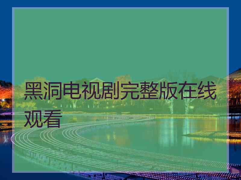 黑洞电视剧完整版在线观看