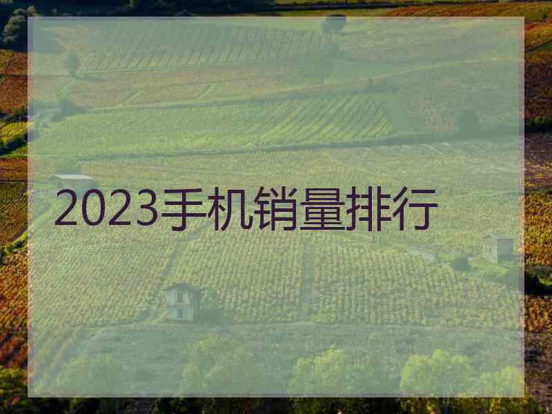 2023手机销量排行