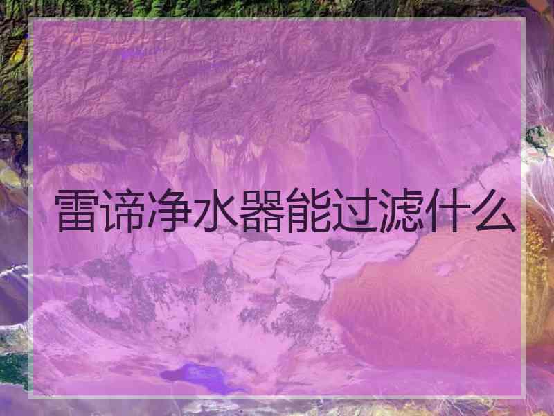 雷谛净水器能过滤什么