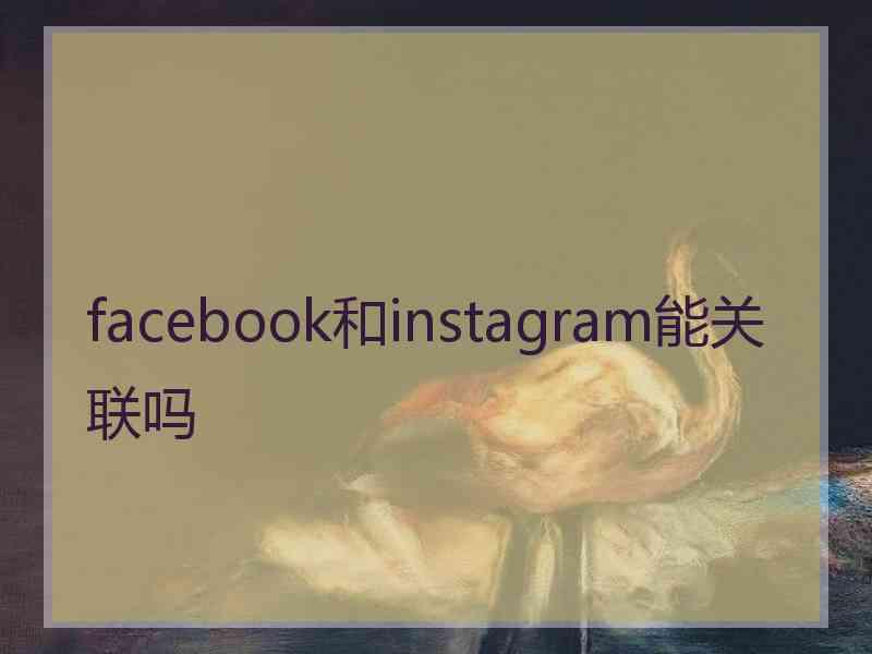 facebook和instagram能关联吗