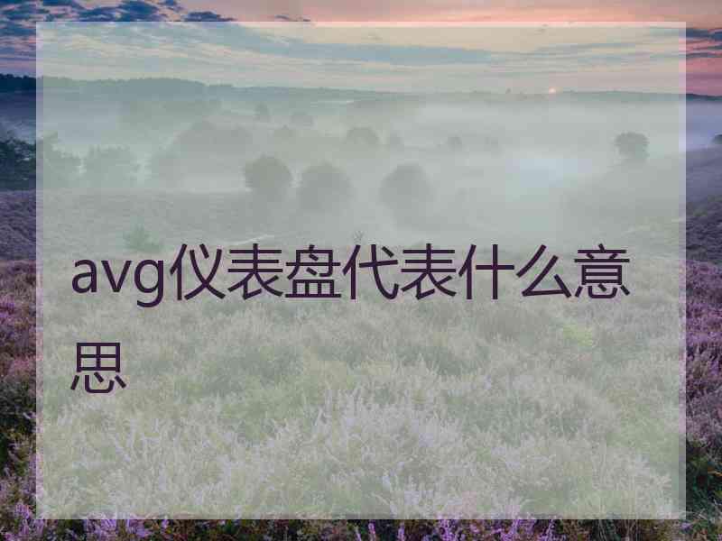 avg仪表盘代表什么意思