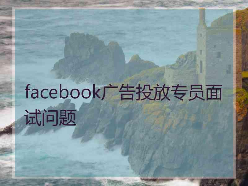 facebook广告投放专员面试问题