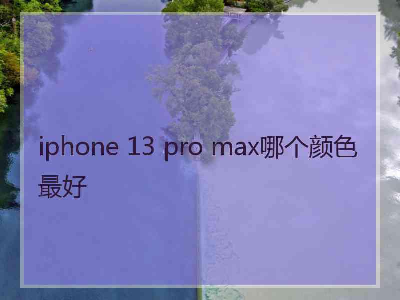 iphone 13 pro max哪个颜色最好