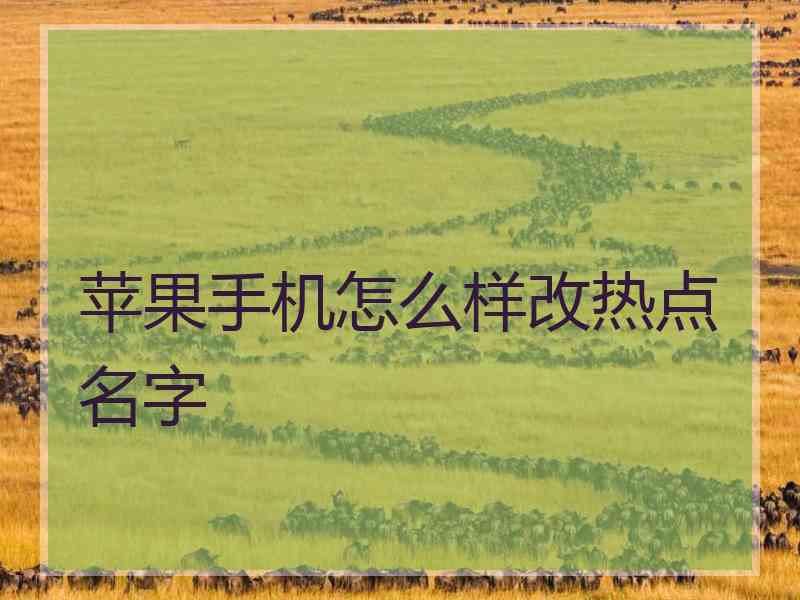 苹果手机怎么样改热点名字